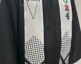 Palestina Keffiyeh Hatta (Imagen) Estola de graduación Falasteen Grad Stole Sash Custom Year Shemagh