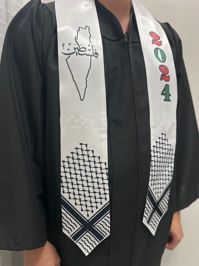 Palestine Keffiyeh Hatta Image Graduation Stole Falasteen Grad Stole Sash Custom Year Shemagh imagem 1