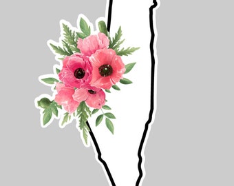 Palestine Map Flower Outline Sticker Palestine Falasteen