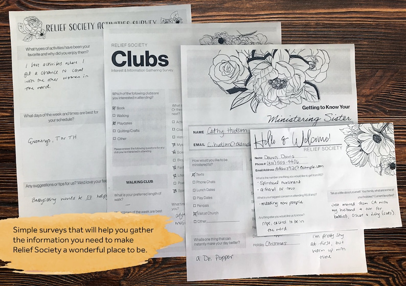 Relief Society Surveys Ministering, Activities, Clubs & to RS