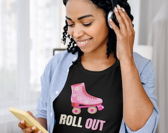 Retro Roller Skating Tee - Roll Out Graphic T-Shirt for Skate Lovers, Fun Summer Vibes, Gift for Friends, Birthday Celebration, Retro Style