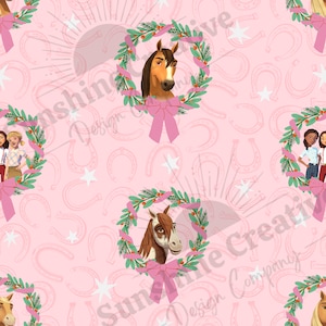 Christmas Spirit png, horse riding free seamless pattern sublimation, boho horse png, spirit horse, lucky and spirit, western Christmas png