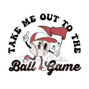 Llévame al juego de pelota png, dibujos animados de béisbol vintage, sublimación de camiseta de béisbol retro png