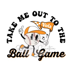 Take me out to the ball game png, vintage baseball cartoon, retro baseball shirt sublimation png