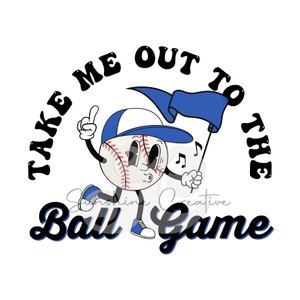 Take me out to the ball game png, vintage baseball cartoon, retro baseball shirt sublimation png