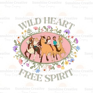 Wild heart free spirit png, paardsublimatie, boho horse png, spirit horse, boho bloemen