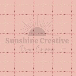 May include: A seamless pattern with a grid design. Burgundy and cream dotted lines form the grid on a soft pink background. The text "Sunshine Creative Design Company" is visible in the center.