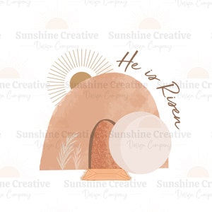 He is Risen PNG, Easter Resurrection SVG clipart, esthetische lege tombe sublimatie, Boho jesus Christian digitale download
