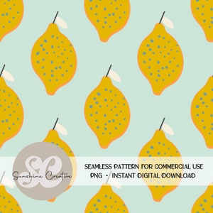 Abstract lemons seamless pattern, retro citrus repeat pattern PNG