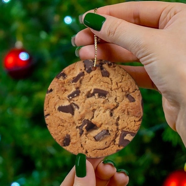 Chocolate Chip Cookie Ornament for Cookie Lovers - Funny Ceramic Christmas Ornament