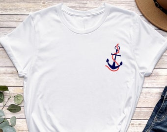 Captain Shirt, Yacht Mens Tee, Cruise Pocket Shirt, Sailing Shirt, Sailing Boat Tee, Nautical Anchor Pocket Shirt, Gift for Captain