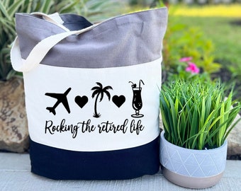 Rocking the Retired life Tote Bag, Retirement Gift , Cool Retirement Canvas Bag Gift, Funny Retirement Tote Bag, Retired Gift, Gift for Her