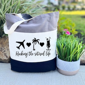 Rocking the Retired life Tote Bag, Retirement Gift , Cool Retirement Canvas Bag Gift, Funny Retirement Tote Bag, Retired Gift, Gift for Her