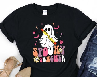 Halloween Shirts, Spooky Teacher Shirt, Teacher Shirts, Teacher Halloween Shirt, Funny Halloween Teacher, Kindergarten Teacher Tee, Fall Tee