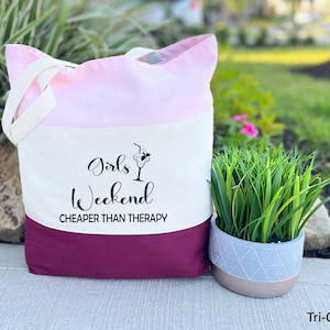Girls Weekend Cheaper Than Therapy Bag, Bachelorette Party Bag, Squad Crew Bag, Girls Vacation Gift, Girls Trip Bag, Matching Vacation Bag