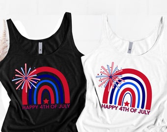 Happy 4th of July, Rainbow Merica Tank Top, 4th of July, Independence Day Gift, Rainbow Tank Top, Fourth Of July Shirt, Patriotic Tank Top
