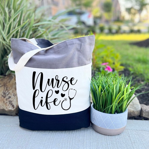 Nurse Life Tote Bag, Nurse Life, Nursing Assistant Canvas Tote Bag, Gift for Nursing Student, Gift for Nurses, Canvas Tote Bag, Nurse Bag