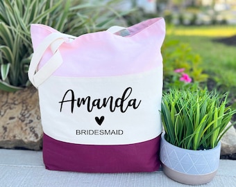 Bridesmaid Tote Bags, Personalized Bridesmaid Bags, Bridal Party Bridesmaid Gifts, Maid of Honor Gift Tote, Gift ideas for Wedding, Custom