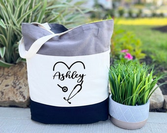 Personalized Nurse Tote Bag, Custom Stethoscope Bag, Tote Bag for Nurses, Nurse Week Gift Tote Bag, Custom Gift For Nurse, Stethoscope Bag