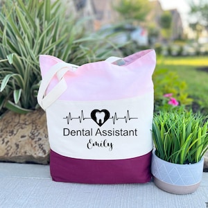 Personalized Dentist Tote Bag, Dental Assistant Tote Bag, Gift For Dentist, Dental Hygienist Gifts, Dental Work Bag, Dental Student Gift