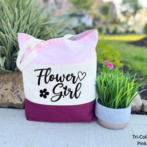 Flower Girl Tote Bag, Cute Flower Girl Idea, Wedding Gift Bag, Matching Bridesmaid Bag, Custom Bridal Bag, Gift for Tote Bag, Bag Gift