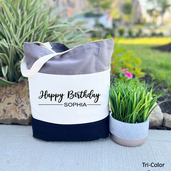 Custom Happy Birthday Tote Bag, Custom Birthday Party Bag, Happy Birthday Canvas Bag, Personalized Birthday Bag, Happy Birthday Bag