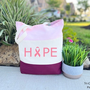 Breast Cancer Awareness Tote Bag, Cancer Hope Tote Bag, Breast Cancer Awareness Canvas Bag, Breast Cancer Awareness Bag, Hope Tote Bag