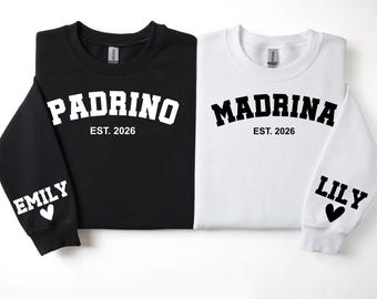 Custom Madrina Sweatshirt, Padrino Hoodie, Personalized Godparent Proposal Gift, Personalized Godmother Godfather Sweatshirt, Godmother Gift