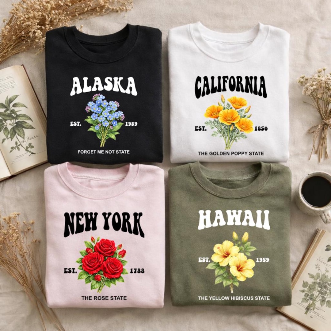 Custom State Flower Shirt, All 50 States Available in Shirt ...