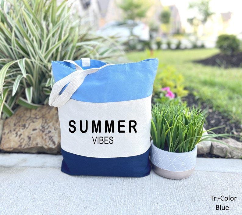 Summer Vibes Tote Bag, Hello Summer Canvas Bag, Hello Summer Gift, Beach Tote Bag, Summer Vacation Gift, Summer Lover Gift, Women Travel Bag image 4