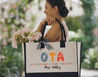 Personalized Occupational Therapy Assistant Tote Bag, Personalized OTA Tote Bag, Occupational Therapist Gift, Custom Name Therapy Bag