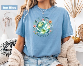 Comfort Colors® Make Everyday Earth Day Shirt, Floral Earth T-shirt