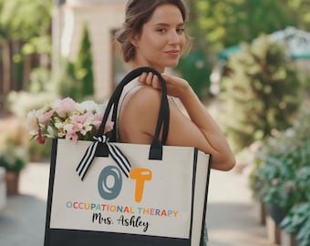 Personalized Occupational Therapy Tote Bag, Occupational Therapist Gift, Custom Name Therapy Bag, Personalized OT Tote Bag