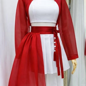 BTS-ARIRANG themed Hanbok-Inspired Modern Set | Sheer Jeogori + Pleated Skirt + Ribbon Accents