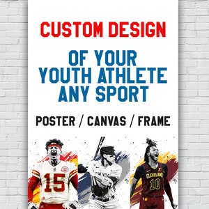Your Custom / Favorite Athlete Poster - Canvas Print, Sports Art, Poster, Kids Decor, Man Cave Gift, Wall Decor, Canvas Wrap, Sports Figure