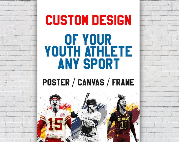Your Custom / Favorite Athlete Poster - Canvas Print, Sports Art, Poster, Kids Decor, Man Cave Gift, Wall Decor, Canvas Wrap, Sports Figure