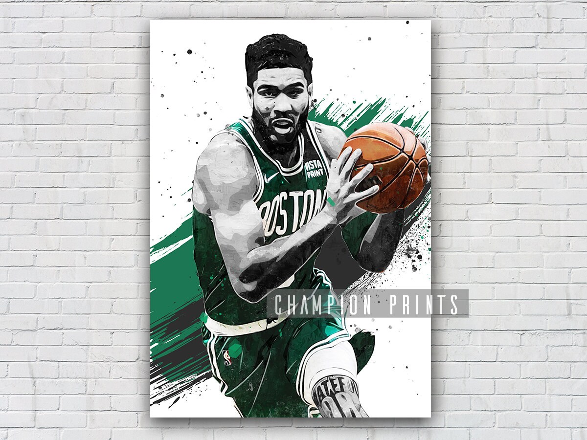 Basketball Poster Cartoon Super Star Players Posters,Giannis Antetokounmpo Dunk Jayson Tatum Poster Print Canvas Wall Art,for Boy Bedroom Classroom