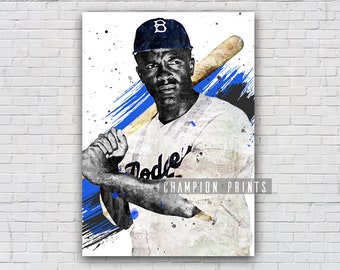 Póster de Jackie Robinson, Los Angeles Dodgers Print, Regalo para niños, Gimnasio, Decoración de cueva para hombres, Sótano, Decoración de la sala de juegos para niños, Póster de béisbol