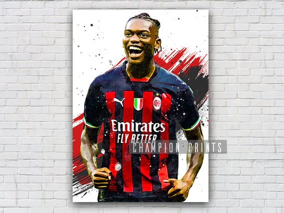 Rafael Leao Poster, AC Milan Print, Football Canvas, Kids Gift, Gym, Man  Cave Decoration, Boys Playroom Decor, Soccer Poster 