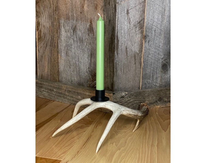 Carved Wood Deer Antler Candle Holder Etsy