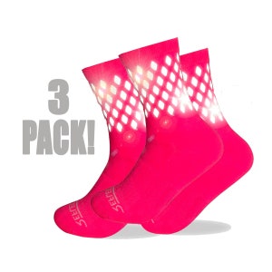 3 Sets Neon Pink Reflective Running Socks for Women | Womens socks Athletic Sock Reflective Socks Reflective Cycling Socks Runner Gifts