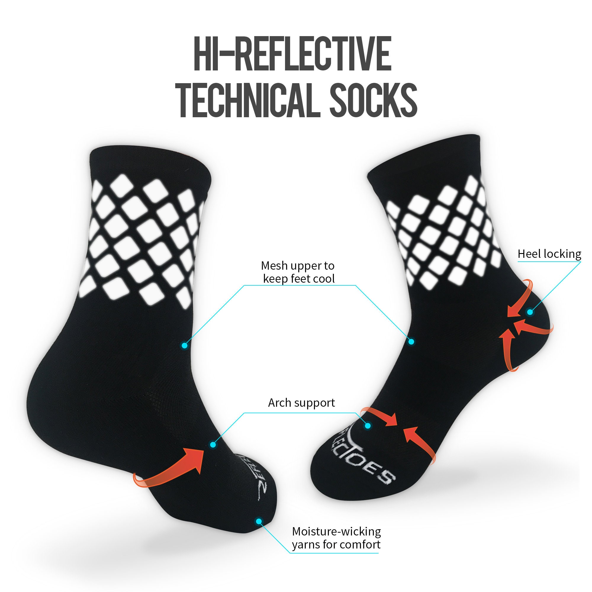 3pack THICK Reflective Running Socks for Men and Women Athletic Socks