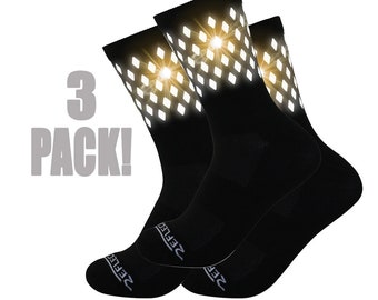 3-pack THIN Reflective Running Socks for Men and Women | Athletic Socks Safety Gear Reflective Socks Reflective Cycling Socks Runner Gifts