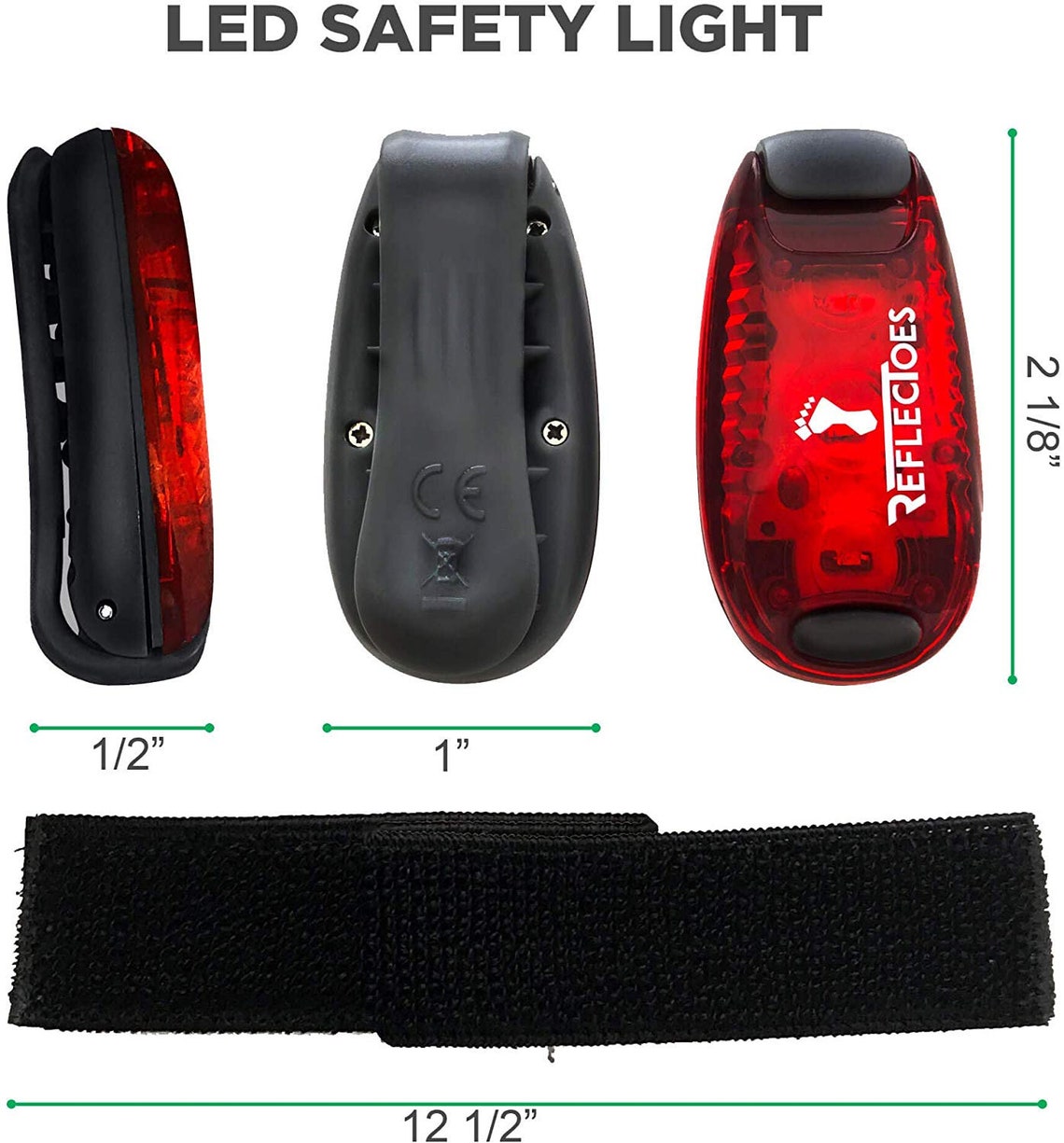 Reflectoes LED Safety Lights for Runners Clip Attach Set of 2 Night