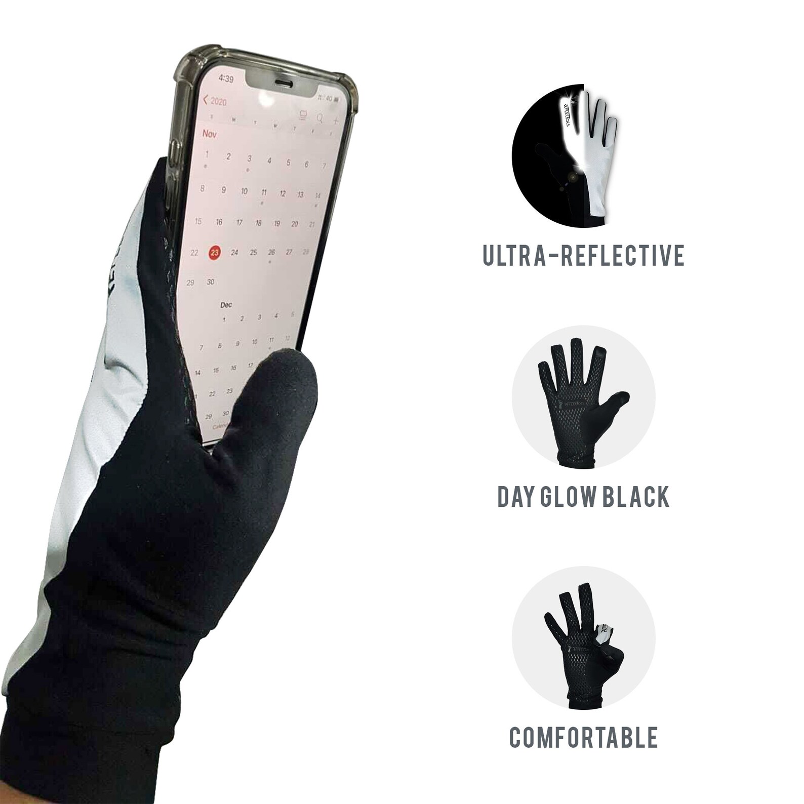 Reflective Running Gloves Lightweight Hi Vis Cold Weather Running Gear