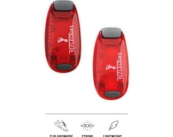 LED Clip-On Safety Lights for Runners and Cyclists, Flashing Red Night Running Lights, Set of 2