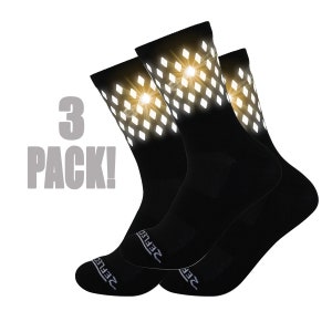 3-pack THICK Reflective Running Socks for Men and Women | Athletic Socks Safety Gear Reflective Socks Reflective Cycling Socks Runner Gifts