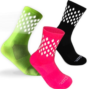Fines chaussettes de course réfléchissantes lot de 3 pour homme et femme | Chaussettes de sport Équipement de sécurité Chaussettes réfléchissantes Chaussettes de cyclisme réfléchissantes Cadeaux pour les coureurs