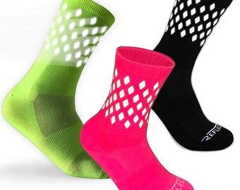 Reflective Running Socks 3-Pack – Thin Summer Socks for Night Running & Cycling, Men Women