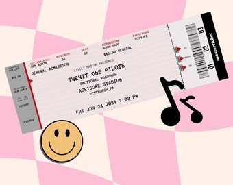 concert ticket keepsake, digital ticket printed, concert ticket souvenir, custom concert ticket